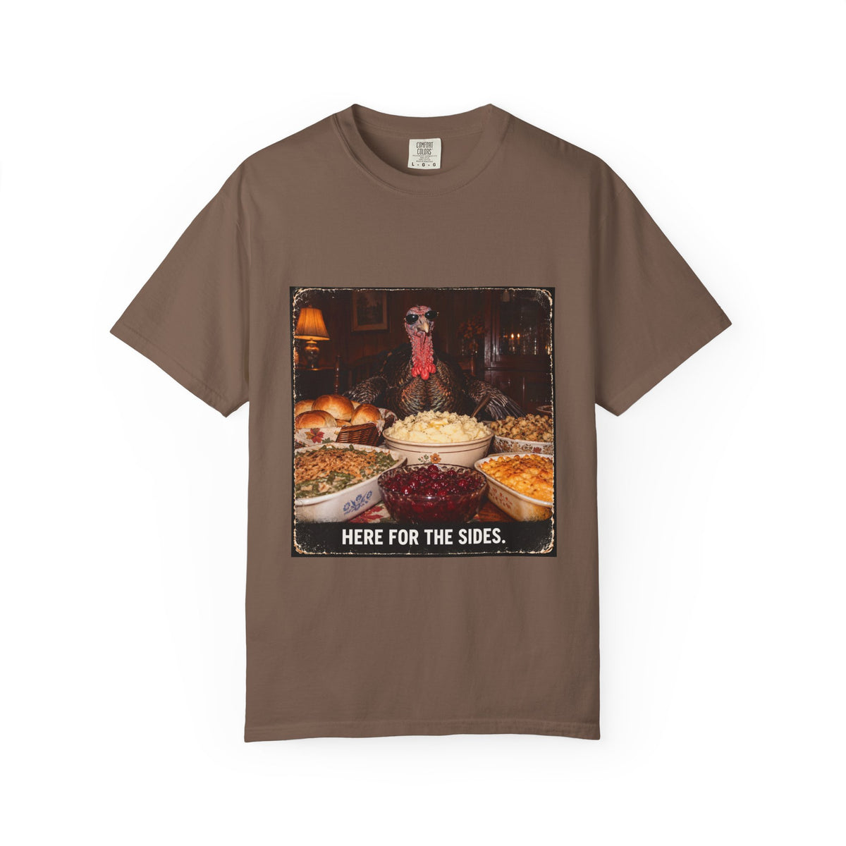 Here for the Sides Funny Thanksgiving Turkey Tee Cool Turkey Sunglasses Side Dishes Meme Shirt