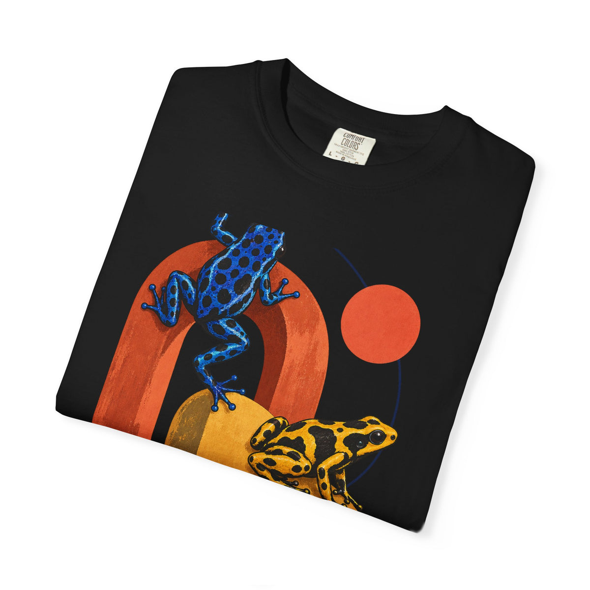 Poison Dart Frogs Colorful Arches Red Sun Tee Midcentury Geometric Frog Wildlife Shirt