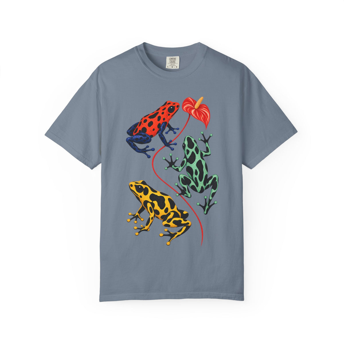 Poison Dart Frogs Anthurium Tee Colorful Dart Frog Red Flower Tropical Wildlife Shirt