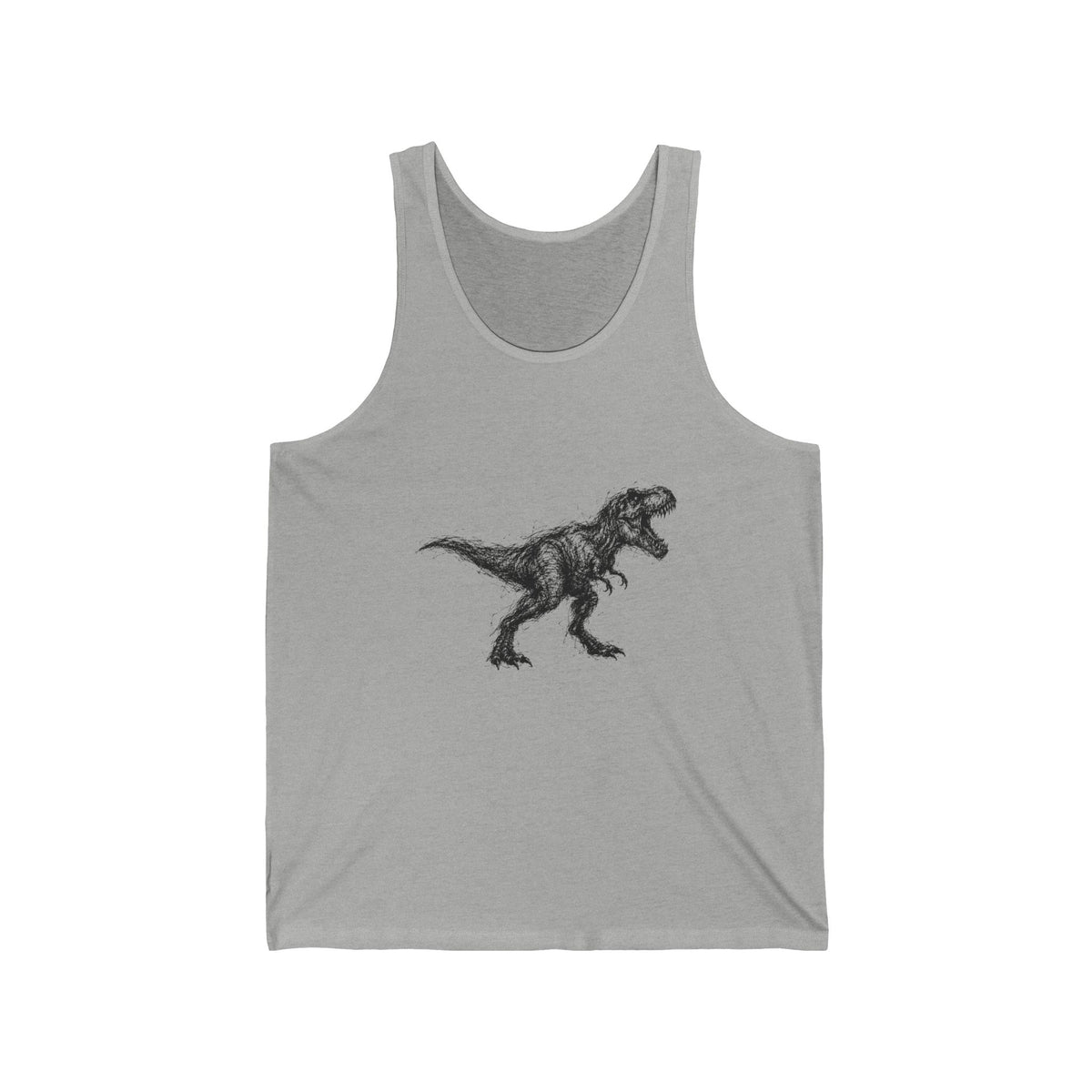 Scribble T-Rex Tank Top Minimal Line Art Dinosaur