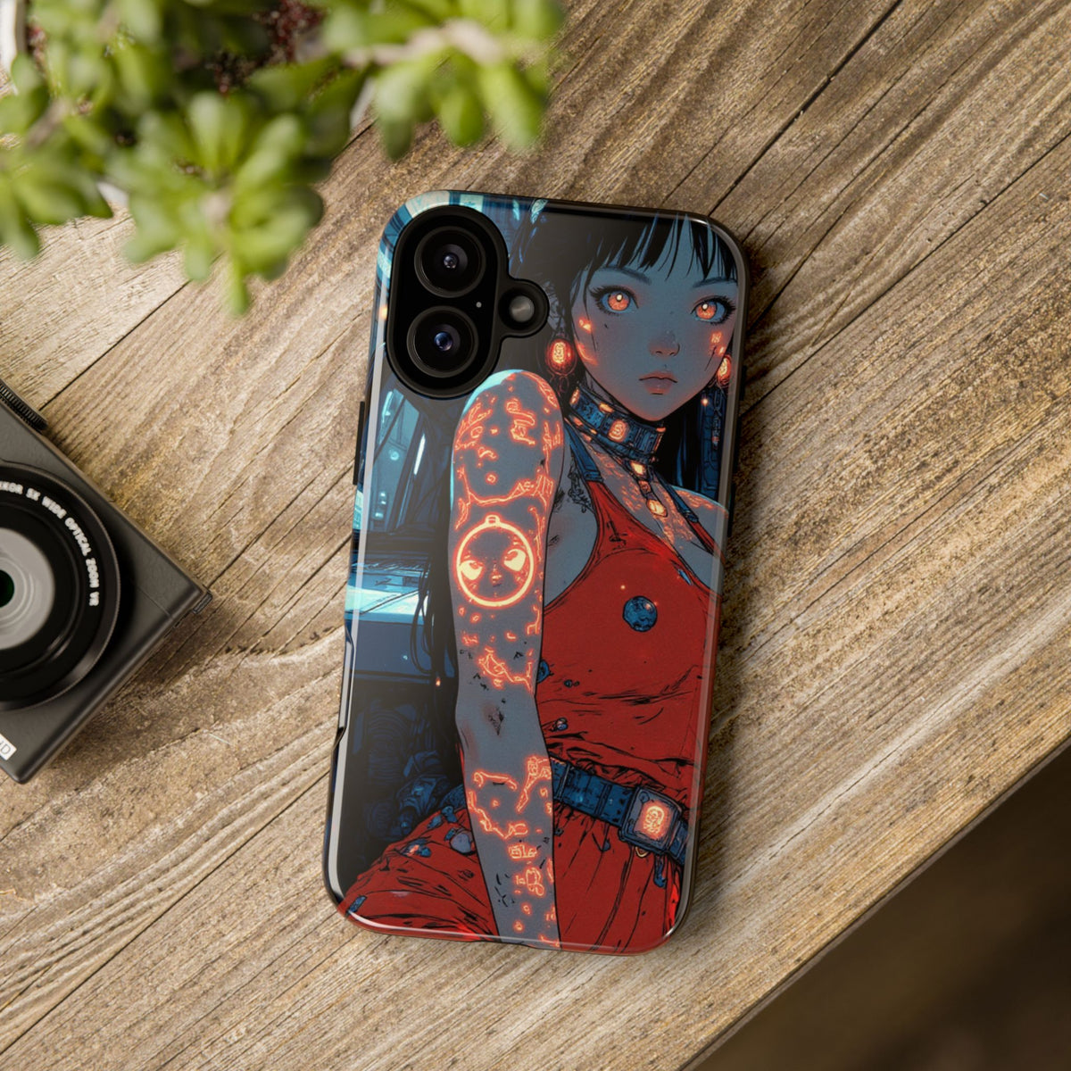 Tattooed Girl Neon Car Tough Phone Case iPhone Samsung Pixel