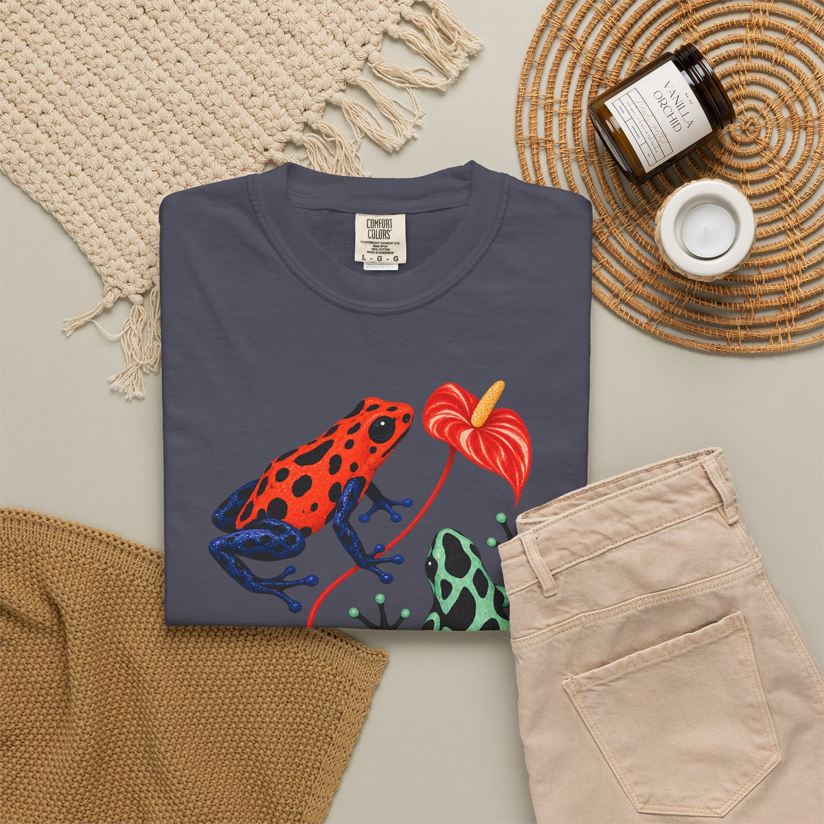 Poison Dart Frogs Anthurium Tee Colorful Dart Frog Red Flower Tropical Wildlife Shirt