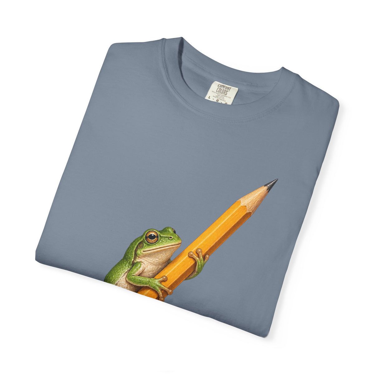 Green Tree Frog on Yellow Pencil Tee Cute Frog Pencil Macro Wildlife Shirt