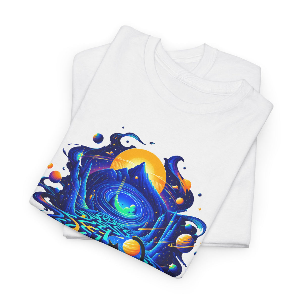 Cosmic Black Cat Maze T-Shirt Celestial Galaxy Labyrinth Mountain Sun Cat Lover Tee