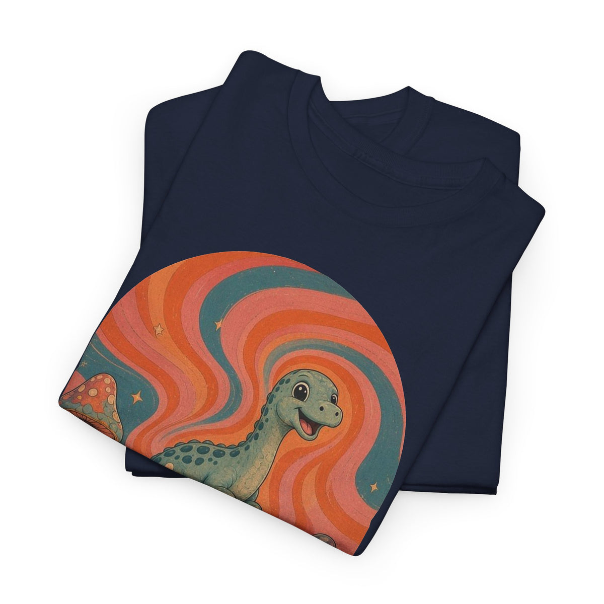 Groovy Brontosaurus T-Shirt Retro 70s Dinosaur Mushrooms Daisies Tee
