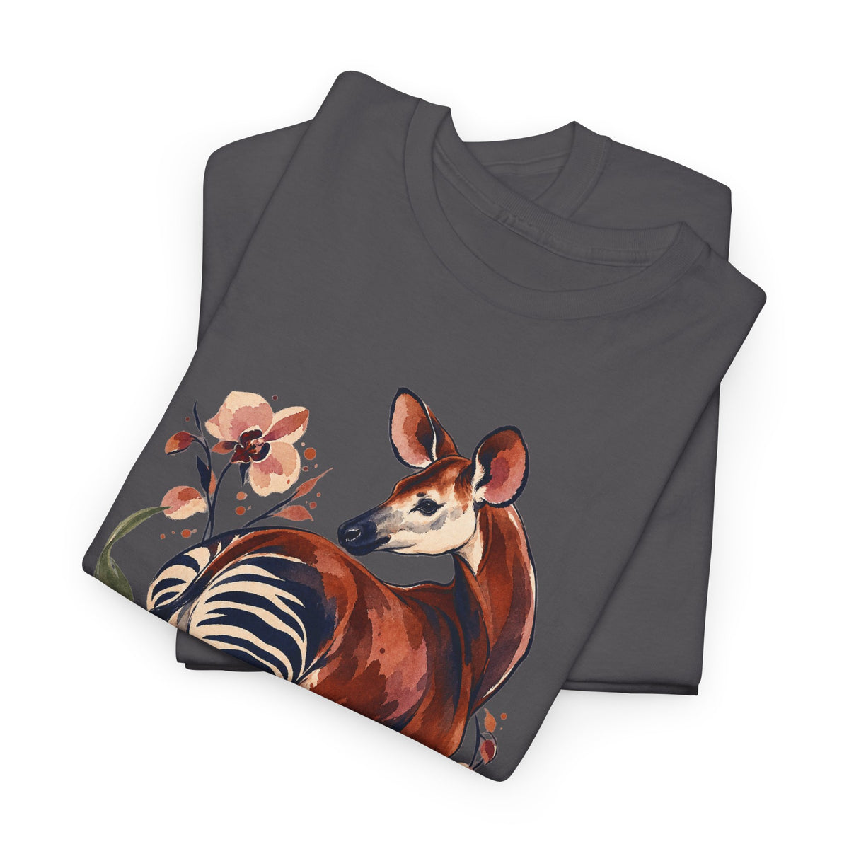Orchid Okapi Watercolor Tee Okapi Tropical Orchid Flowers Rainforest Wildlife Shirt