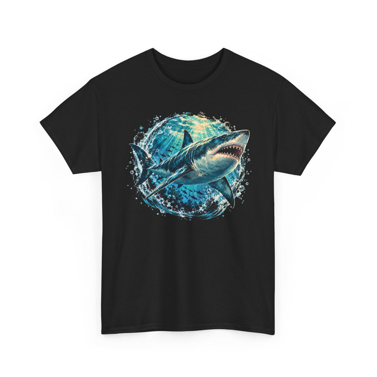 Great White Shark T-Shirt Ocean Burst Shark Jaws Sea Life Graphic Tee