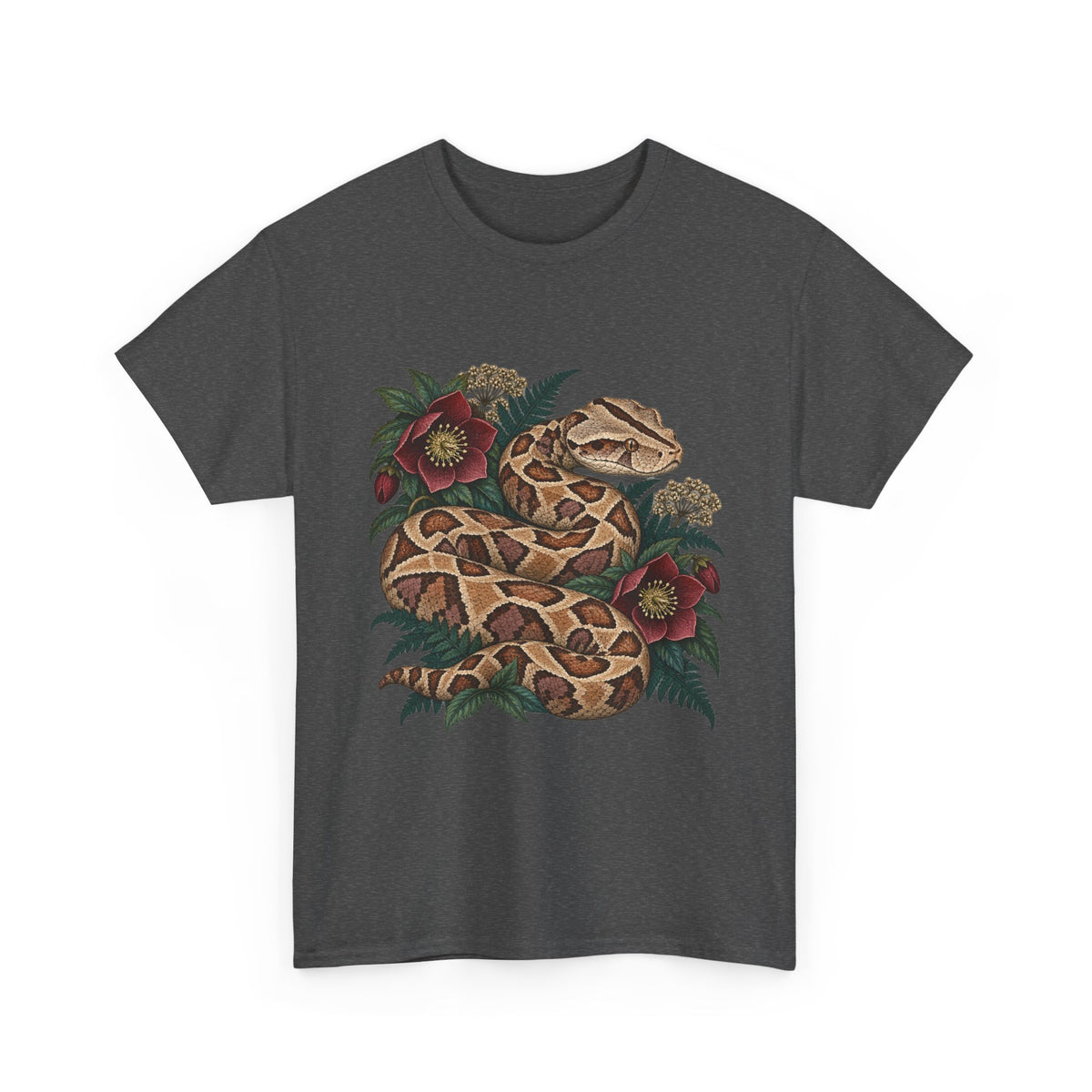 Gaboon Viper Hellebore T-Shirt Botanical Snake Fern Tee