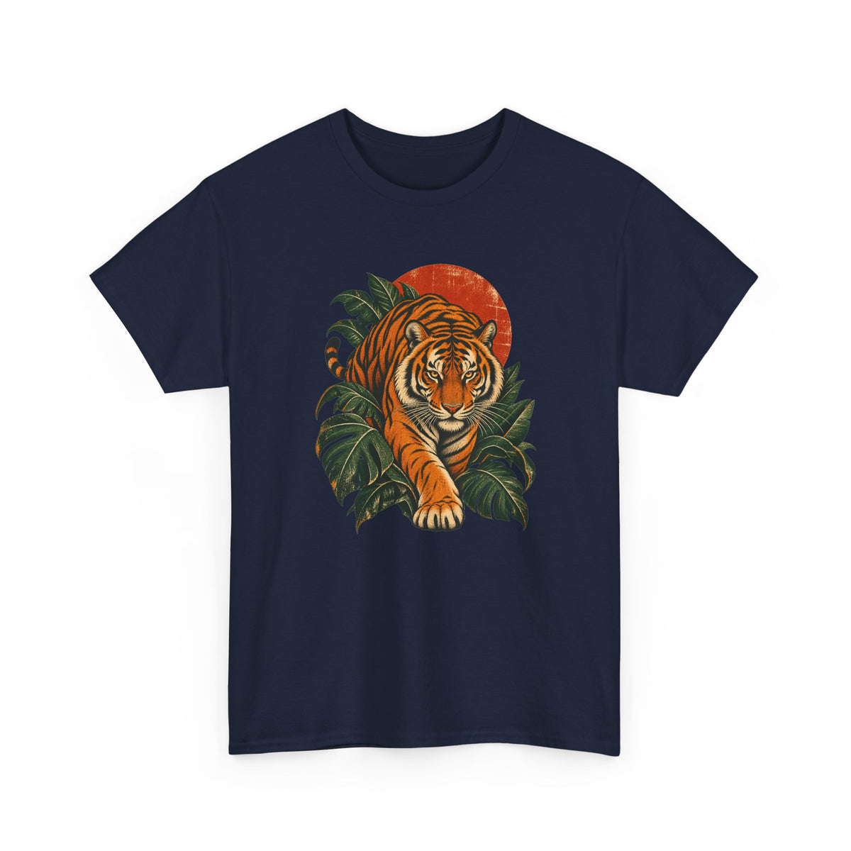 Tropical Tiger Monstera T-Shirt Jungle Cat Orange Moon Tee