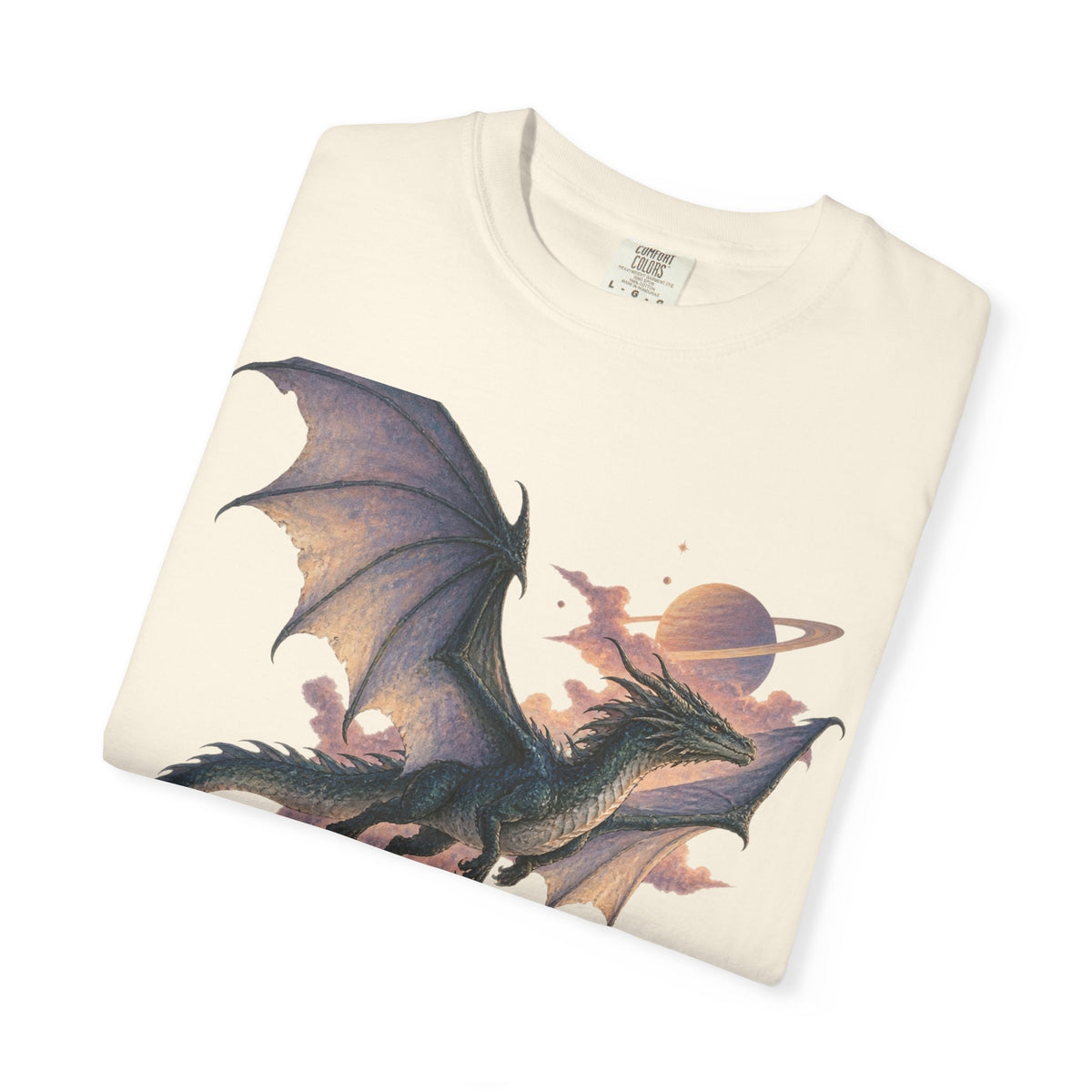 Celestial Dragon Over Forest Tee Fantasy Ringed Planet Mountain Shirt