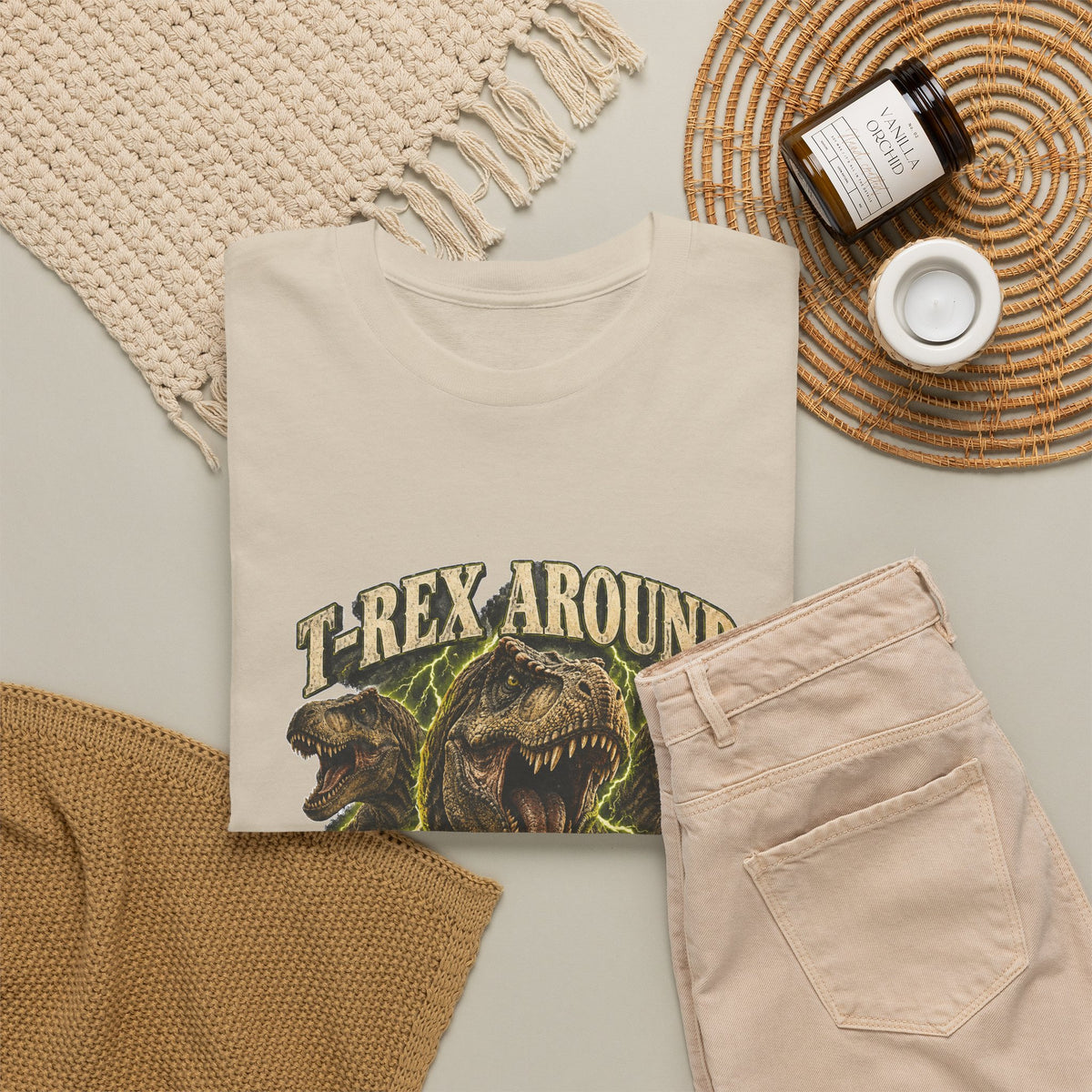 T-Rex Around and Find Out T-Shirt Funny Dinosaur Graphic Tee Retro 90s Style
