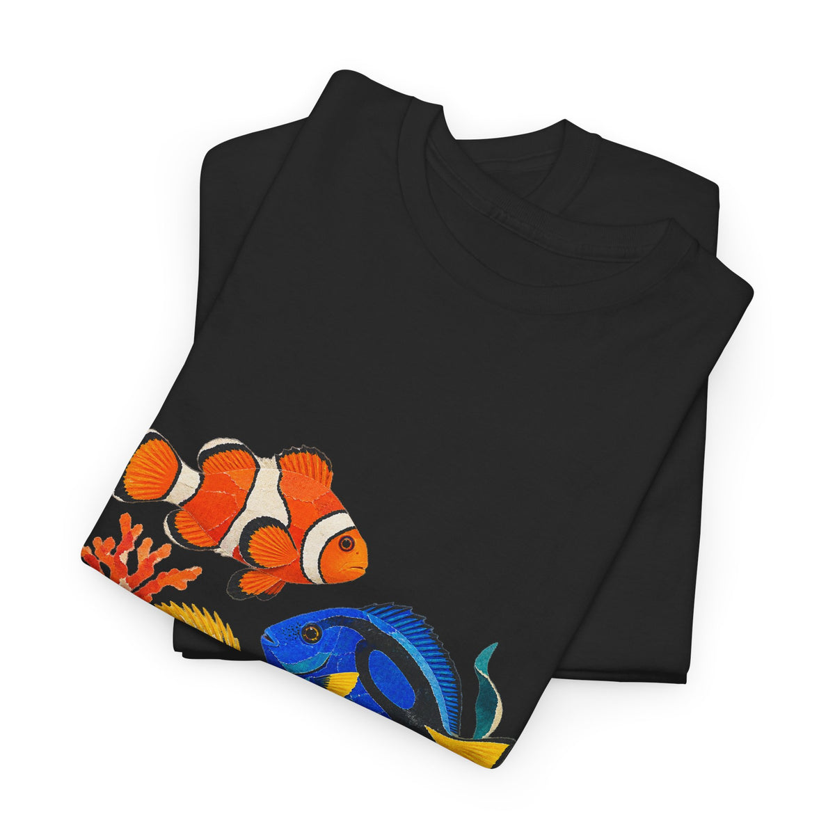 Tropical Fish Coral Collage Tee Clownfish Blue Tang Butterflyfish Coral Reef Ocean Shirt
