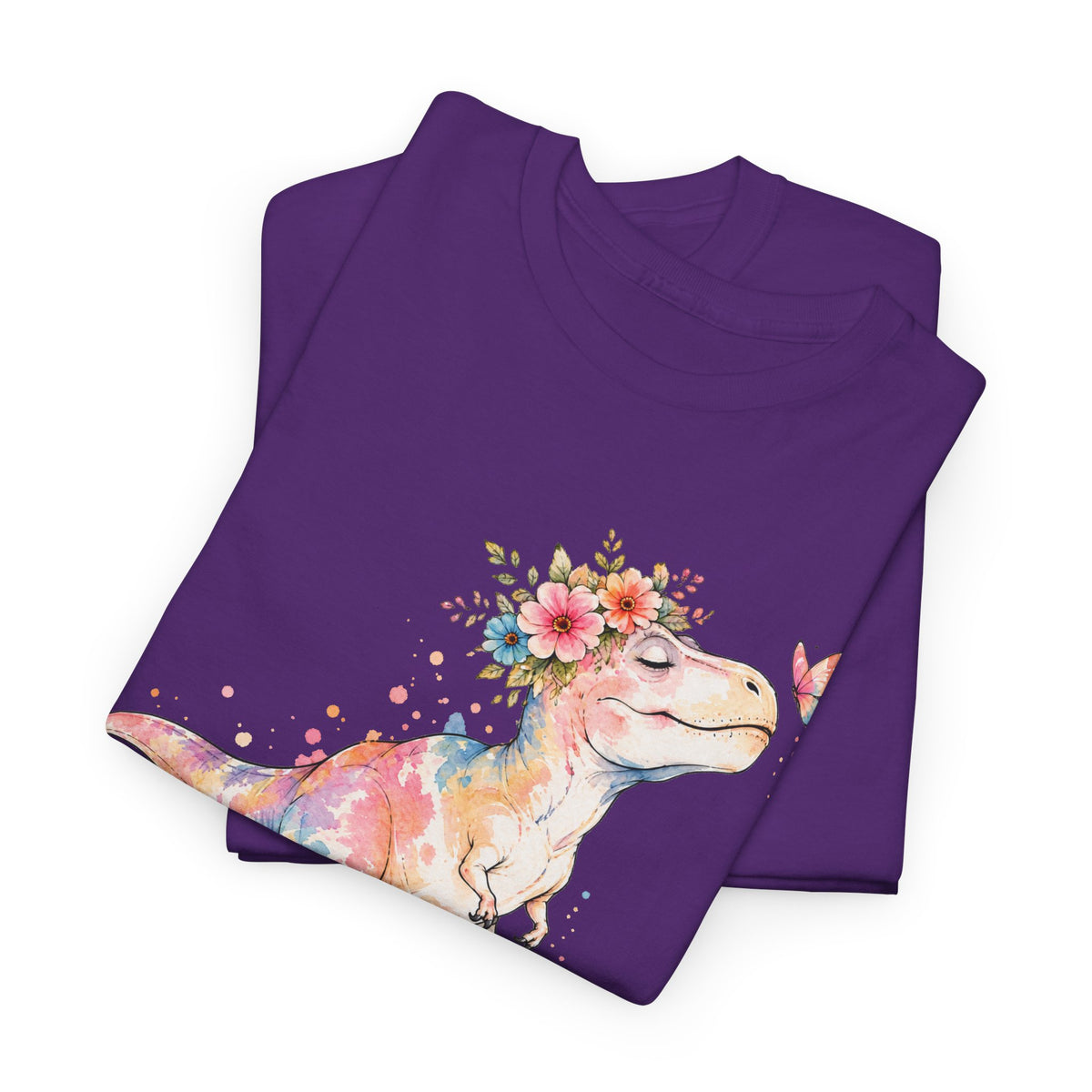 Watercolor T-Rex T-Shirt, Pastel Dinosaur Flower Crown Butterfly Graphic Tee Unisex Cute Dino Shirt
