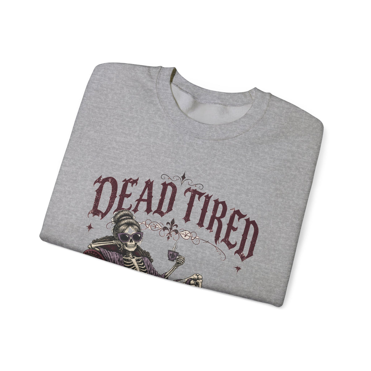 Dead Tired Skeleton Sweatshirt Funny Gothic Fainting Couch