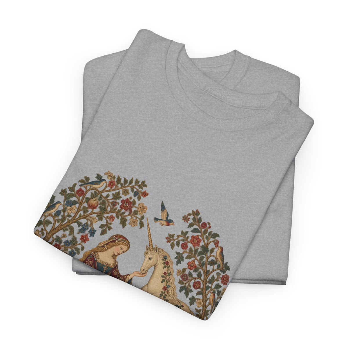 Lady and the Unicorn Tapestry T-Shirt Medieval Garden Lion Rabbit Tee