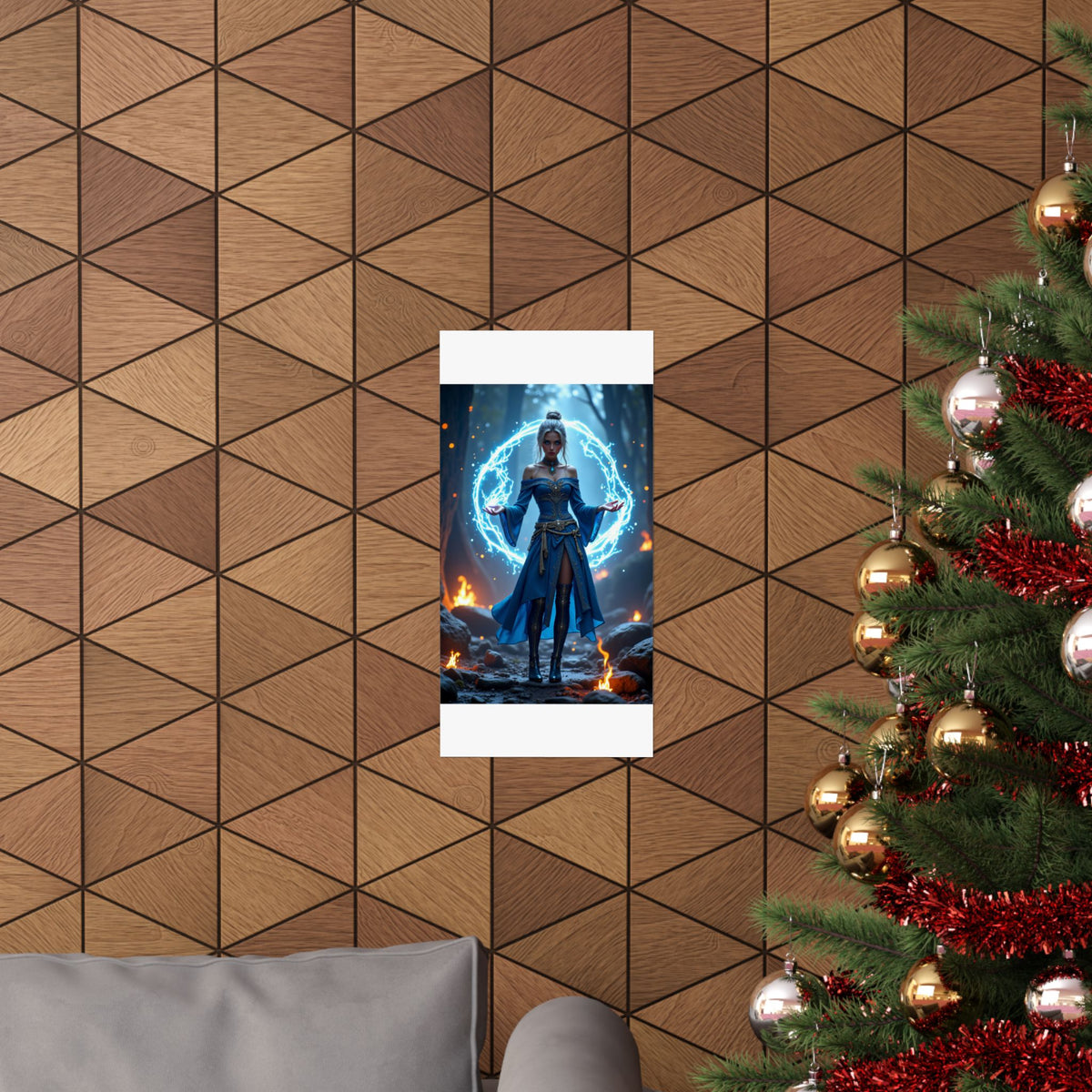 Mystic Sorceress Blue Magic Poster Matte Vertical Wall Art