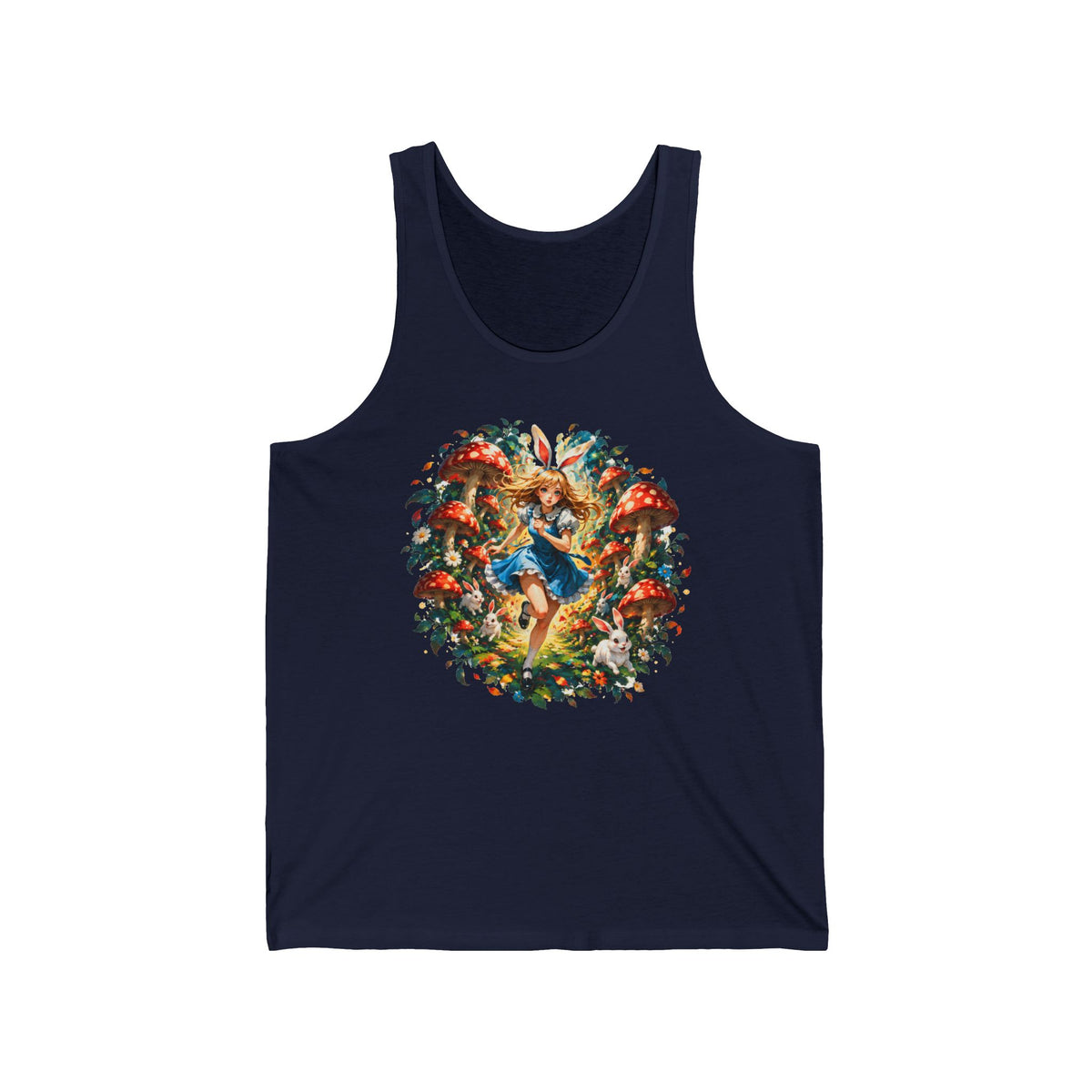 Wonderland Bunny Girl Tank Top Red Mushroom White Rabbit Fairytale Forest Tank