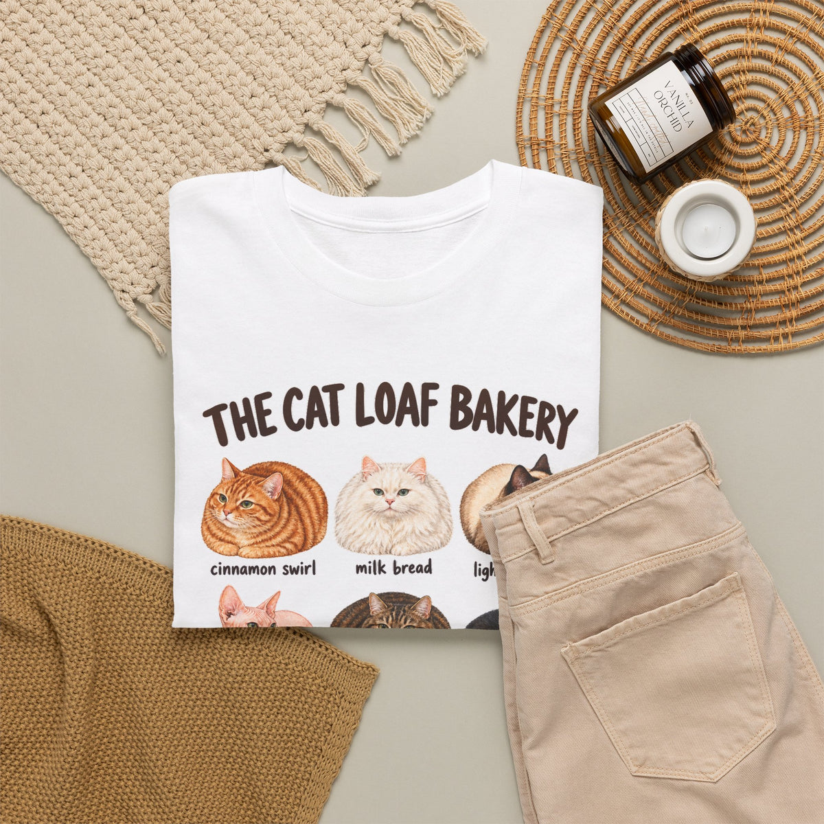 The Cat Loaf Bakery T-Shirt Funny Cat Bread Pun Loaf Cats Tee