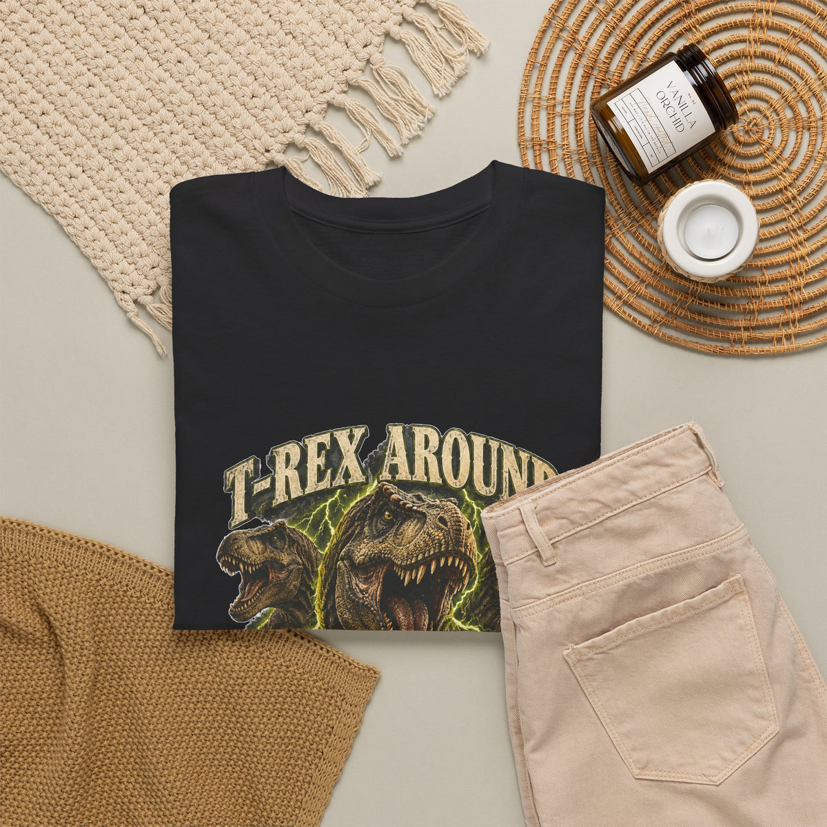 T-Rex Around and Find Out T-Shirt Funny Dinosaur Graphic Tee Retro 90s Style