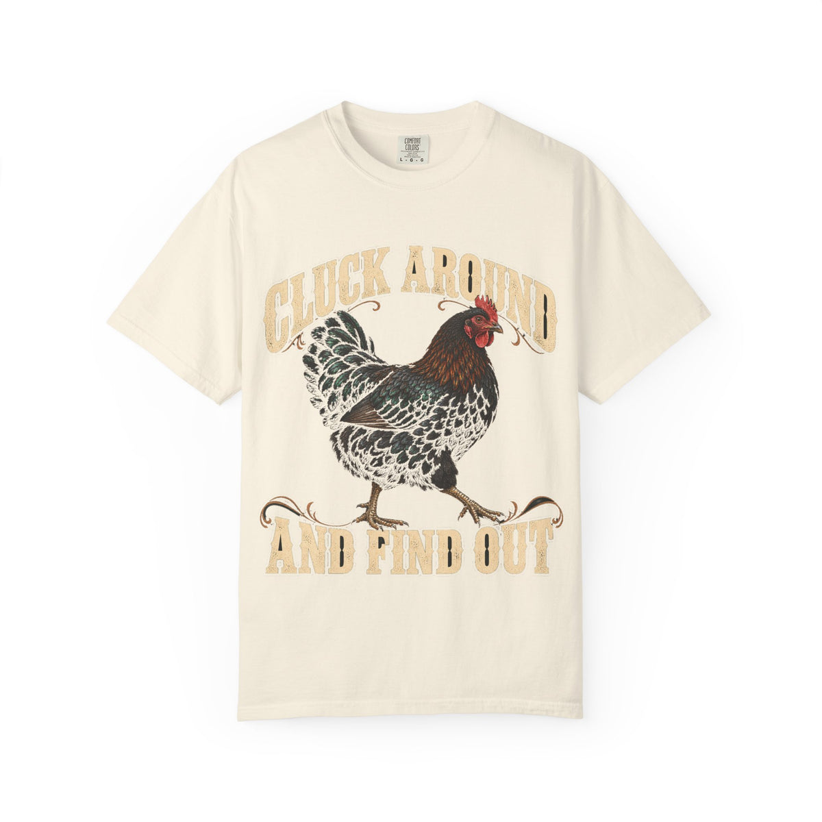 Cluck Around and Find Out Black Hen Tee Funny Chicken FAFO Pun Shirt