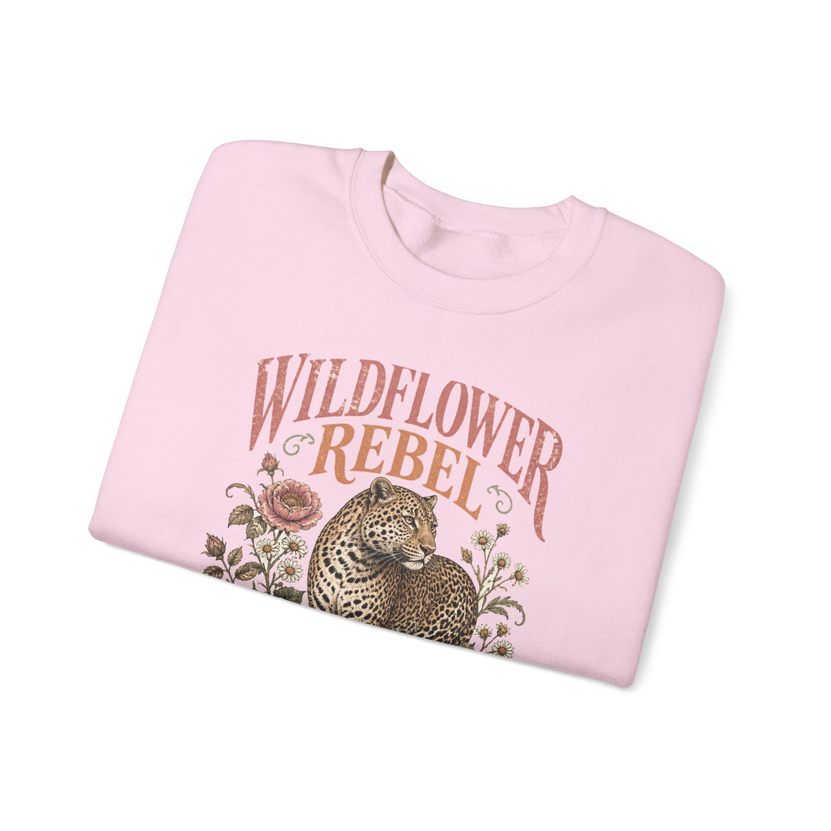 Wildflower Rebel Leopard Sweatshirt Boho Floral Big Cat