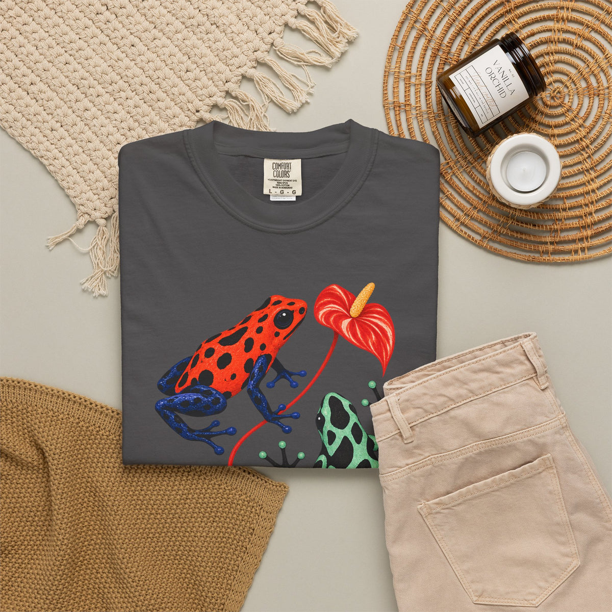 Poison Dart Frogs Anthurium Tee Colorful Dart Frog Red Flower Tropical Wildlife Shirt