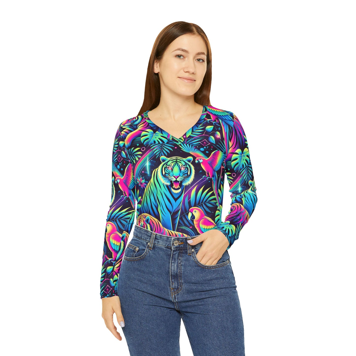 Women's Long Sleeve V-neck Shirt (AOP)