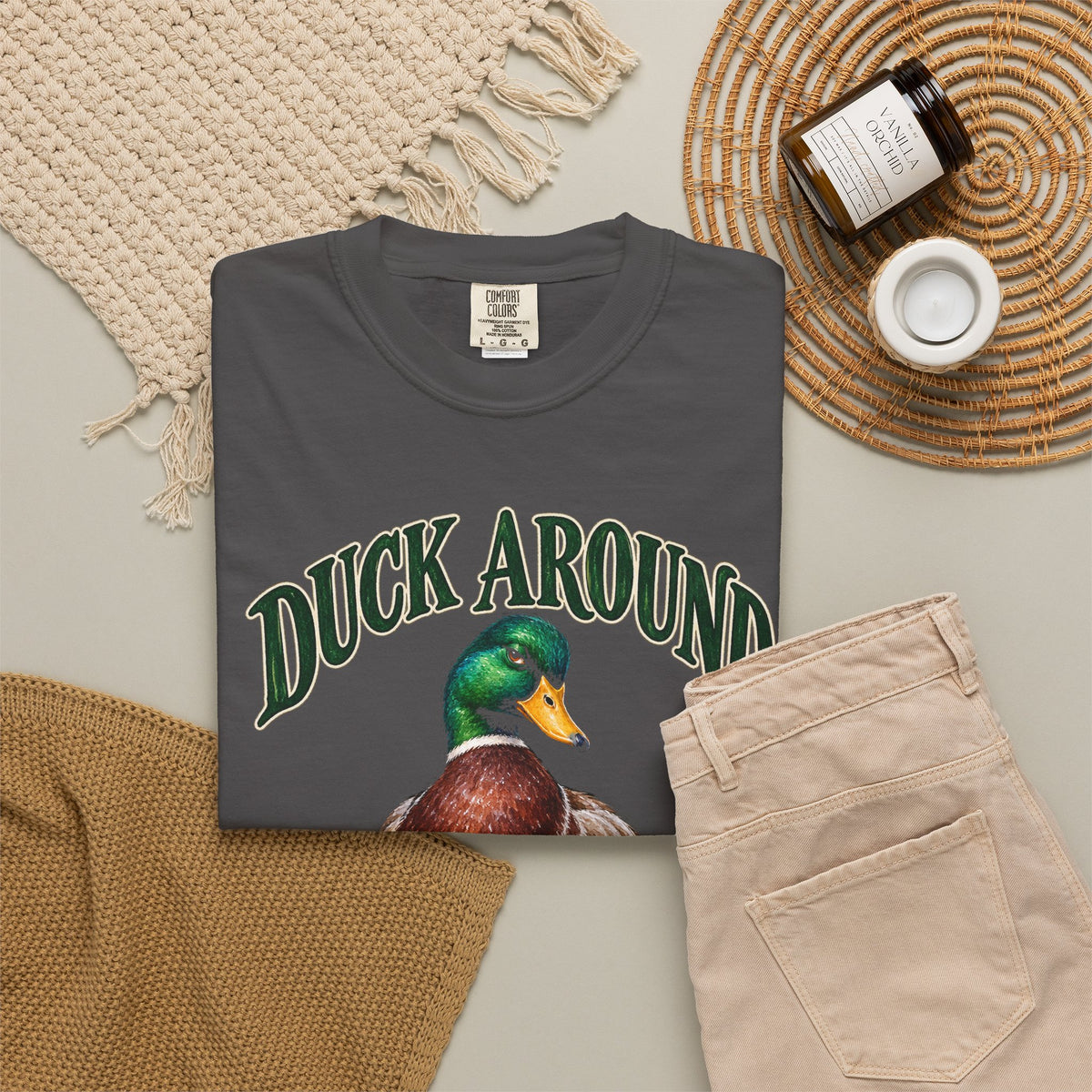 Duck Around and Find Out Green Letter Mallard Tee Funny FAFO Pun Shirt