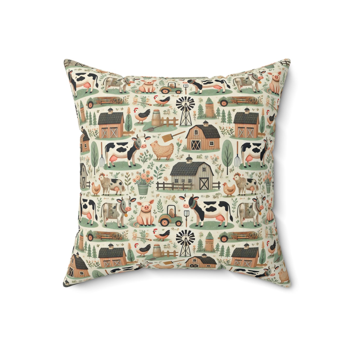 Farm animals Spun Polyester Square Pillow