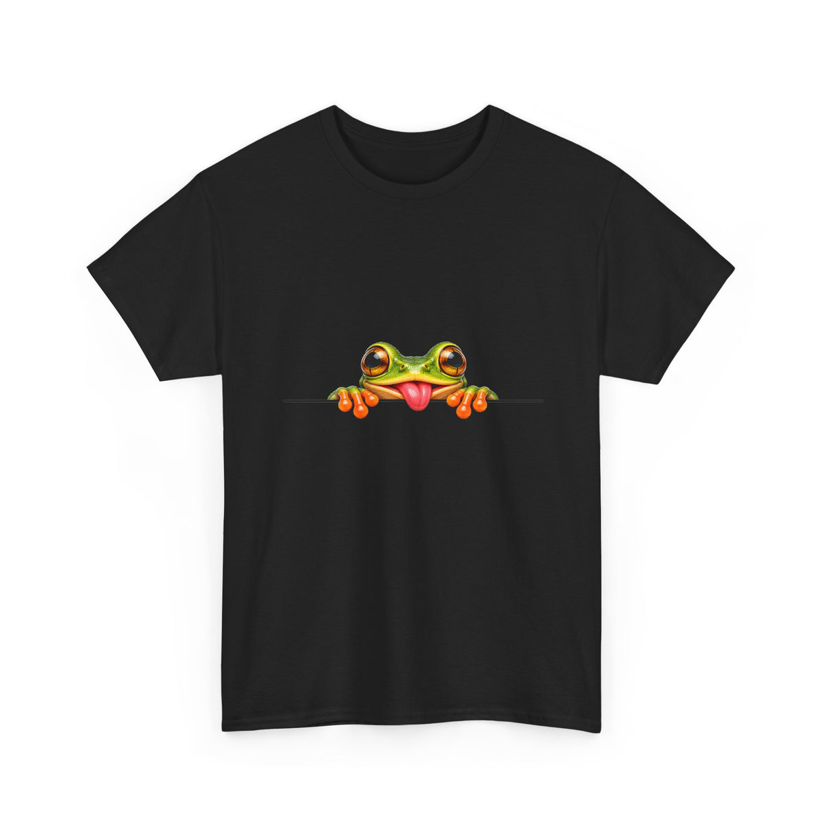 Peeking Tree Frog T-Shirt Tongue Out Over Ledge Funny Frog Lover Tee