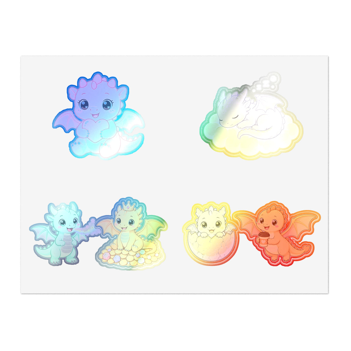Cute Kawaii Dragon Sticker Sheet 6 Pastel Baby Dragon Stickers Laptop Planner