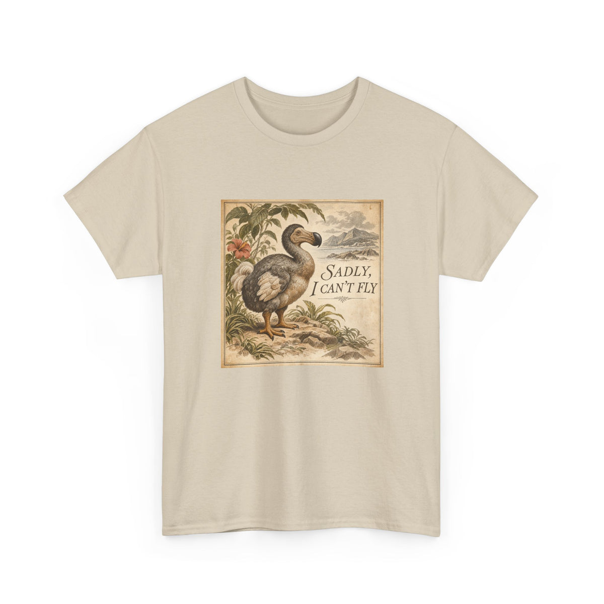 Sadly I Can't Fly T-Shirt Dodo Bird Vintage Naturalist Extinct Funny Tee