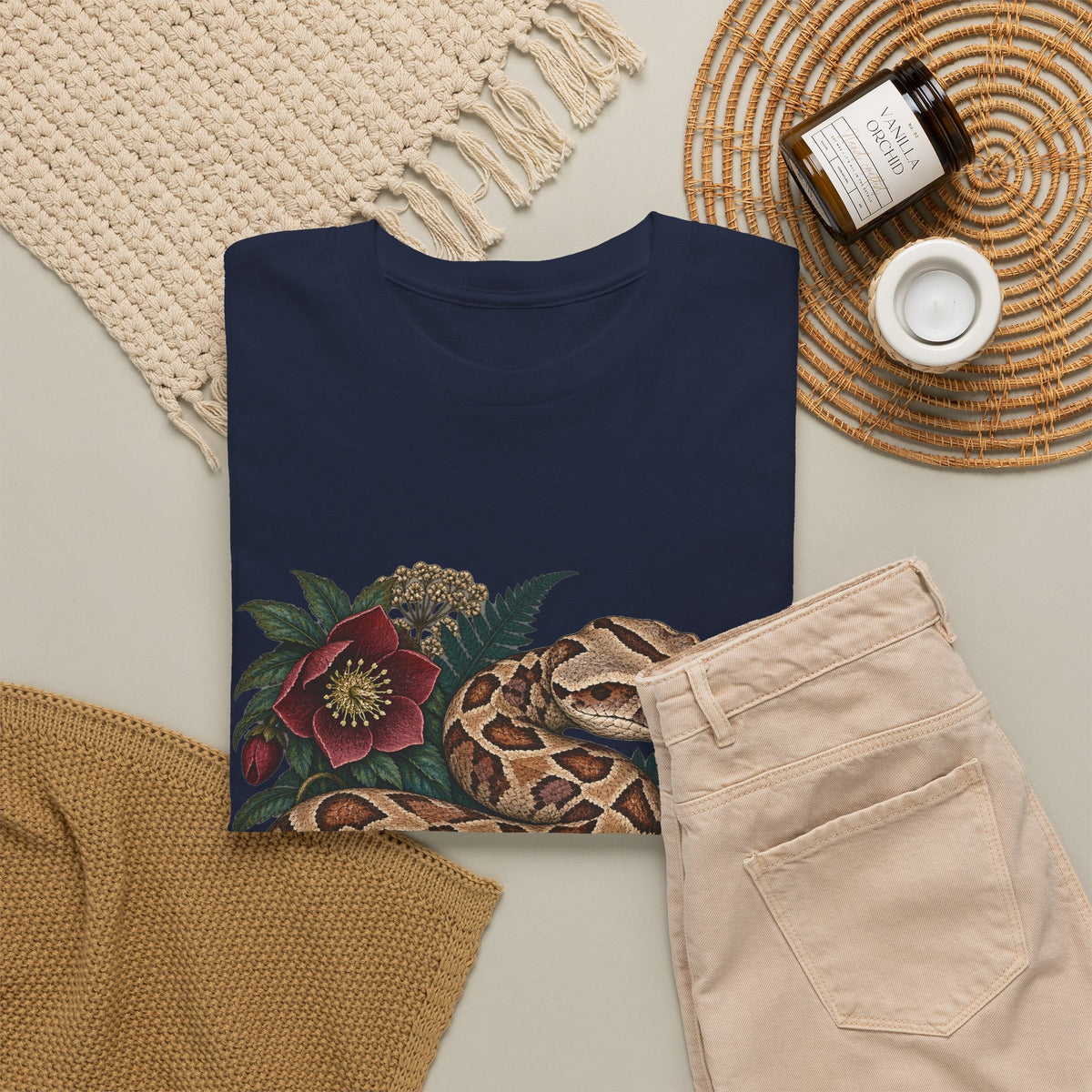 Gaboon Viper Hellebore T-Shirt Botanical Snake Fern Tee