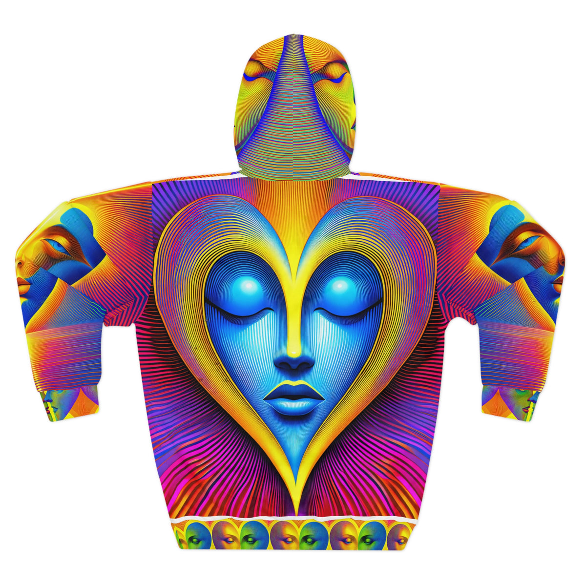 Psychedelic Heart Face Illusion Pullover Hoodie Unisex All Over Print