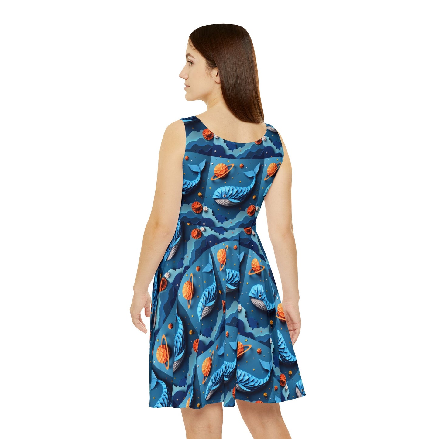 Space whale Women's Skater Dress (AOP)