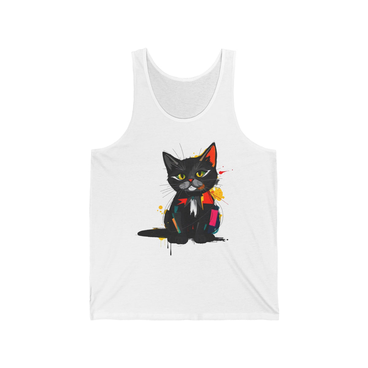 Black Cat Paint Splatter Graphic Tank Top Unisex Jersey Tank