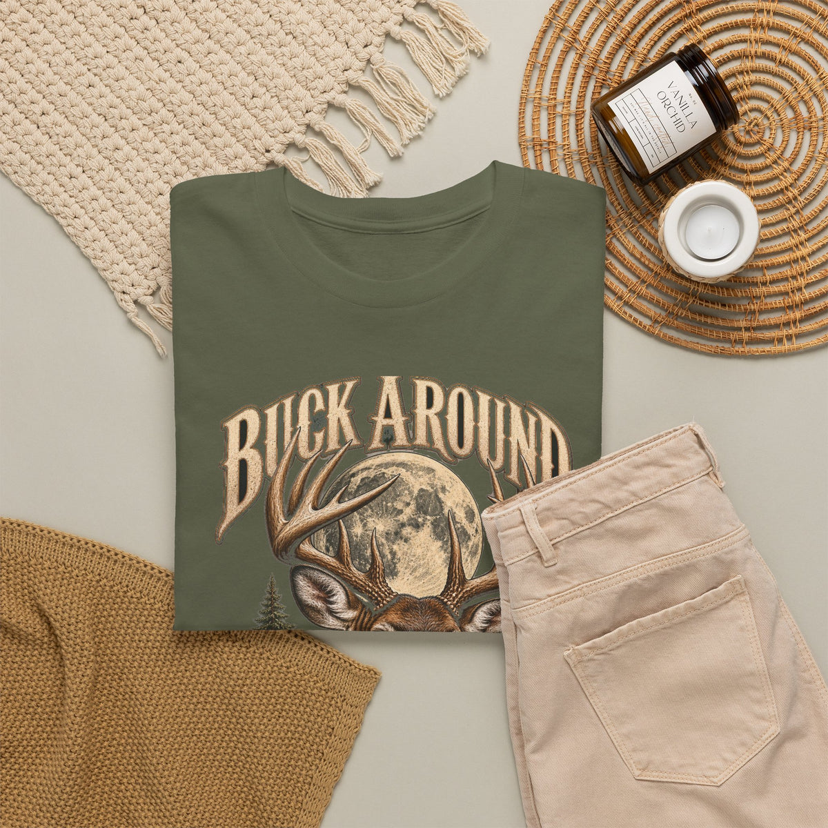 Buck Around and Find Out Moon Pines Deer Tee Funny Hunting FAFO Pun Shirt