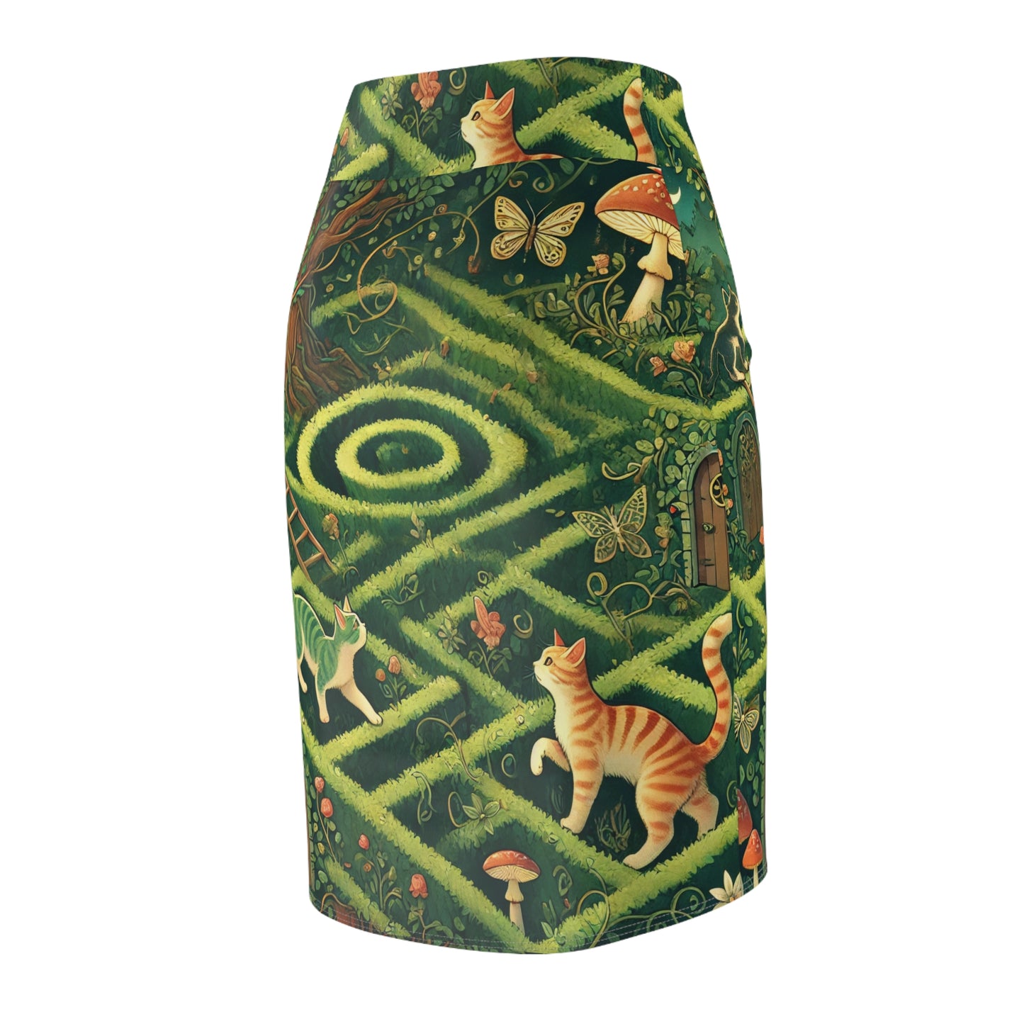 Pencil Skirt - Maze Cat Design