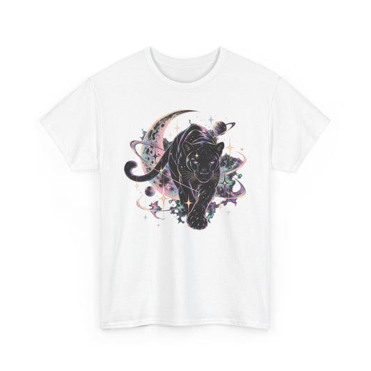Cosmic Black Jaguar T-Shirt Celestial Big Cat Crescent Moon Tee
