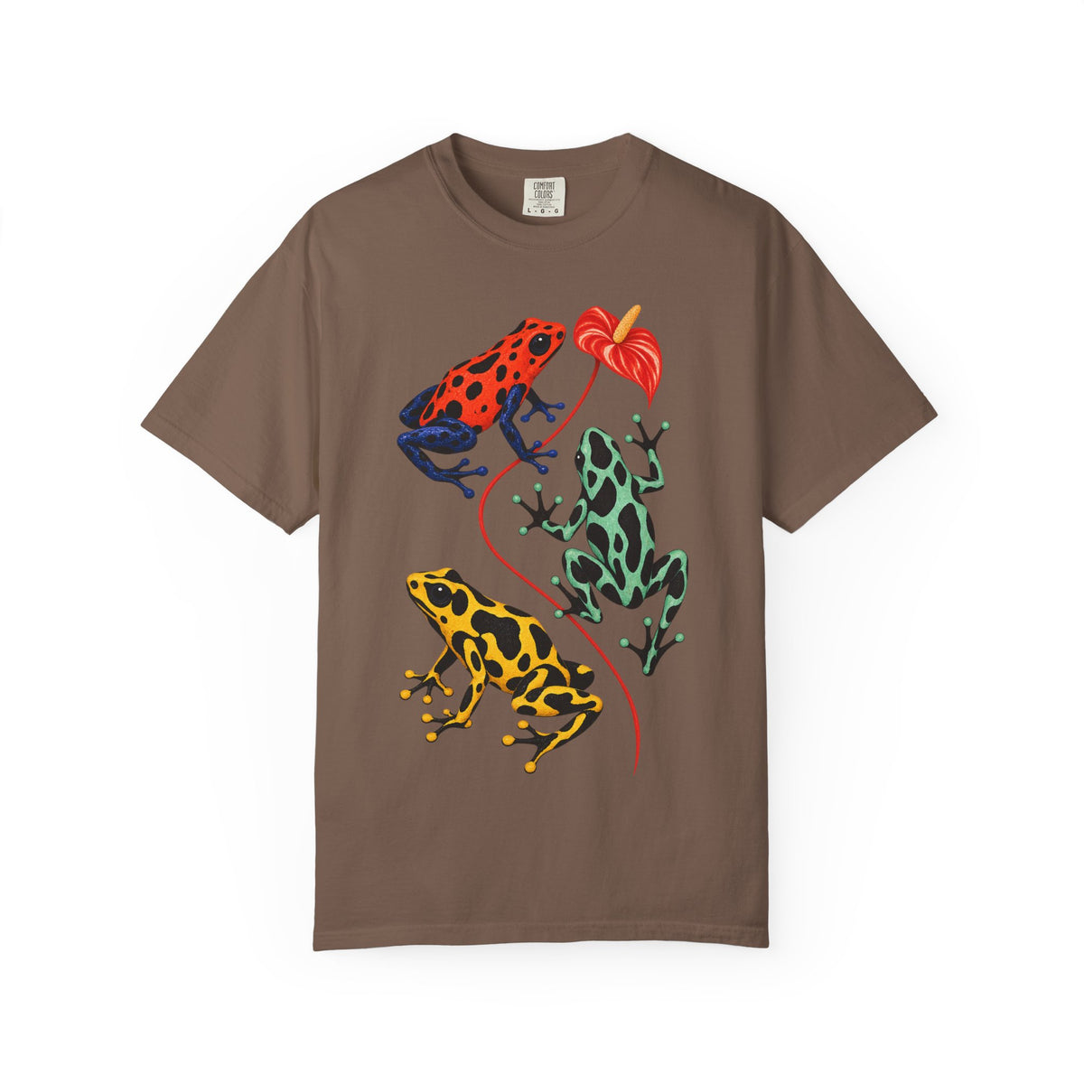 Poison Dart Frogs Anthurium Tee Colorful Dart Frog Red Flower Tropical Wildlife Shirt