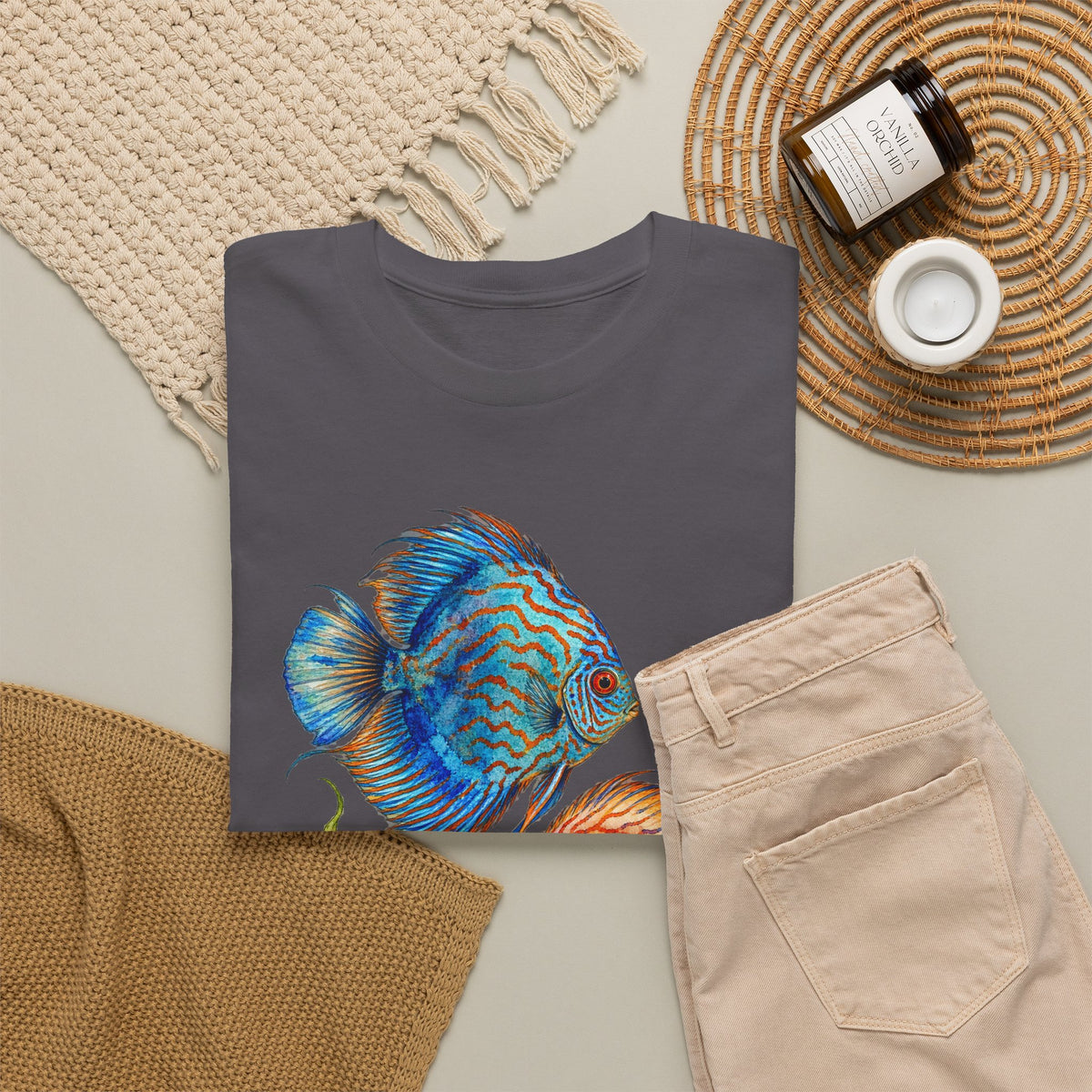 Discus Fish Duo Tee Watercolor Tropical Aquarium Fish Pair Fishkeeping Shirt