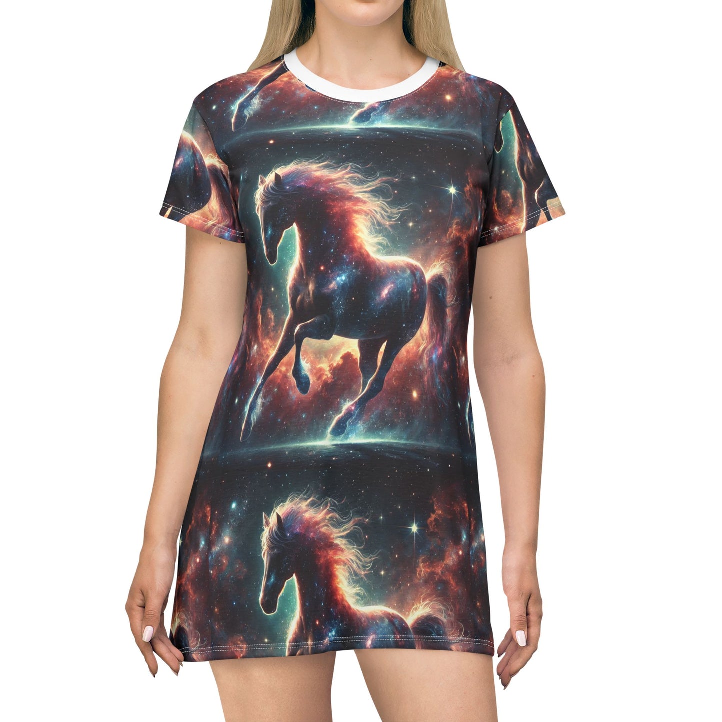 T-Shirt Dress - Space Horse Graphic Print