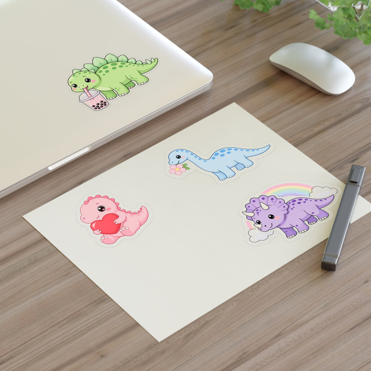 Cute Kawaii Dinosaur Sticker Sheet 4 Pastel Dino Stickers Laptop Water Bottle