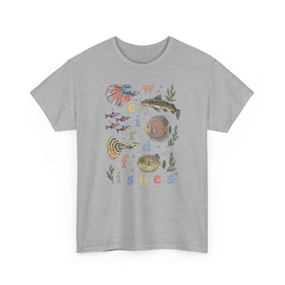Weird Fishes T-Shirt Aquarium Fish Collage Betta Discus Neon Tetra Tee