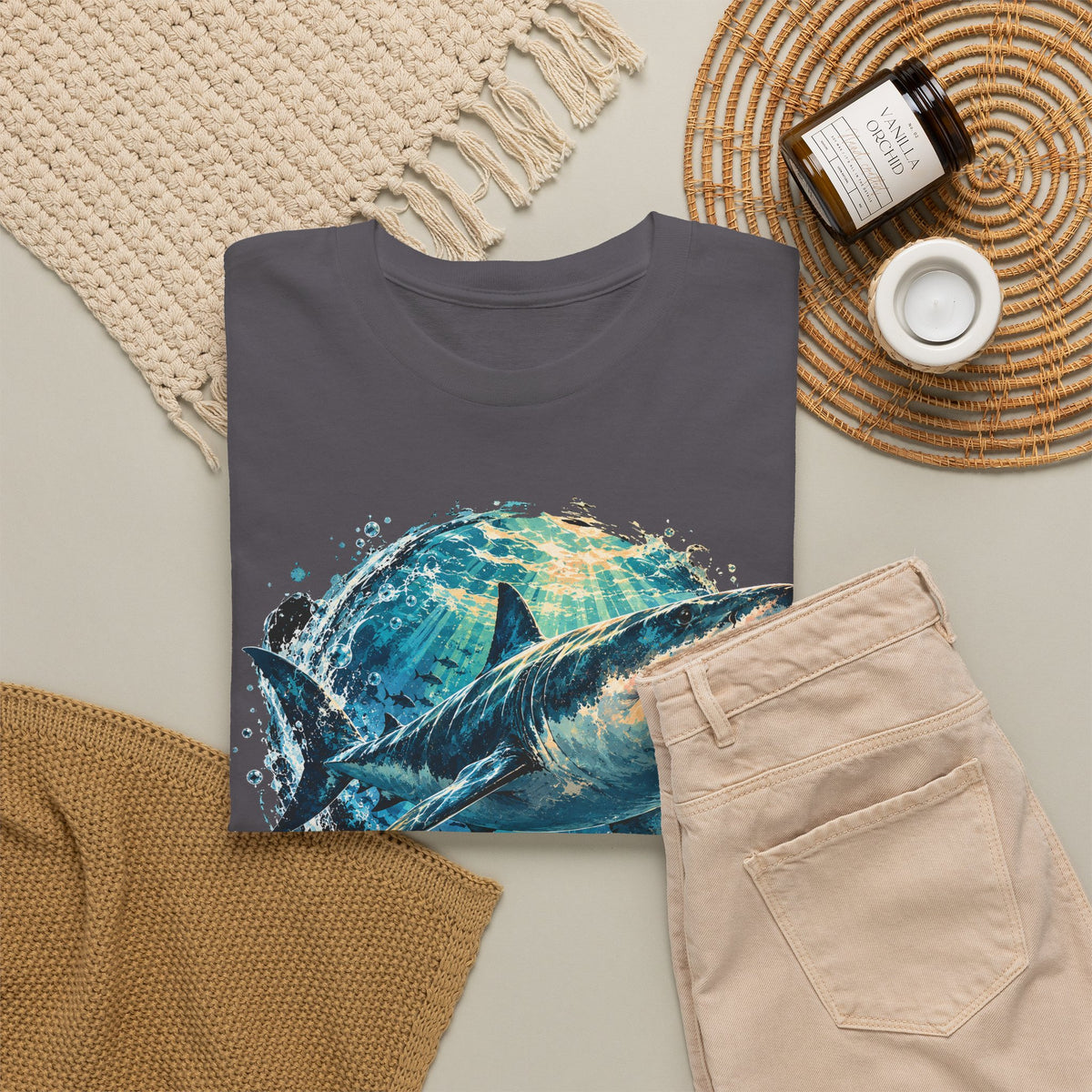 Great White Shark T-Shirt Ocean Burst Shark Jaws Sea Life Graphic Tee