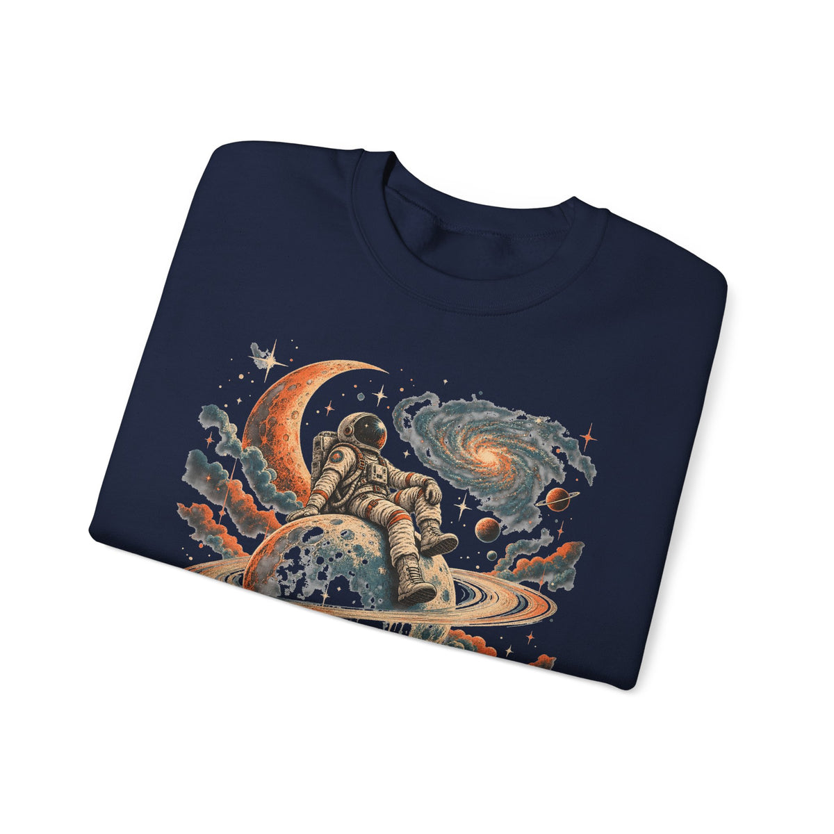 Astronaut on Saturn Sweatshirt Chill Astronaut Ringed Planet Galaxy Crewneck
