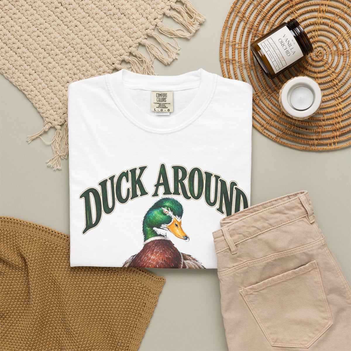 Duck Around and Find Out Green Letter Mallard Tee Funny FAFO Pun Shirt