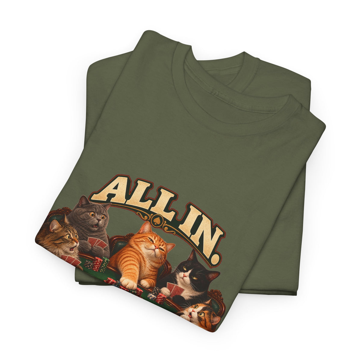 All In No Thoughts T-Shirt Funny Poker Cats Gambling Cat Tee
