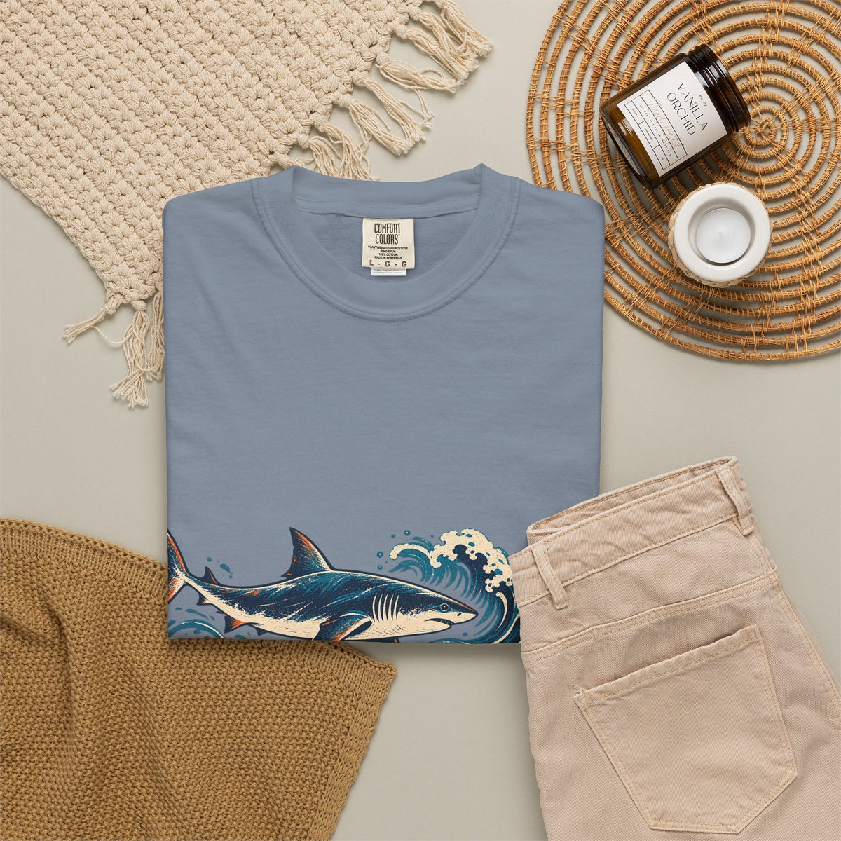 Great White Sharks Ukiyo Wave Tee Japanese Woodblock Shark Ocean Coral Shirt