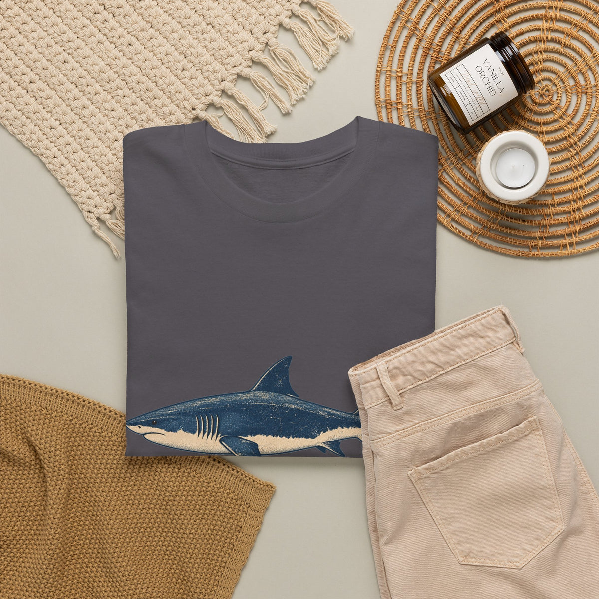 Great White Shark Wave T-Shirt Ukiyo Ocean Surf Tee